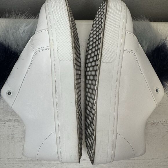 Sam Edelman Leya White Sneakers Shoes Faux Fur Pom Pom Size 6 - Picture 8 of 10
